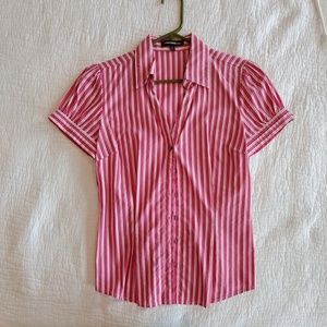 Pink & White striped Dressy Blouse